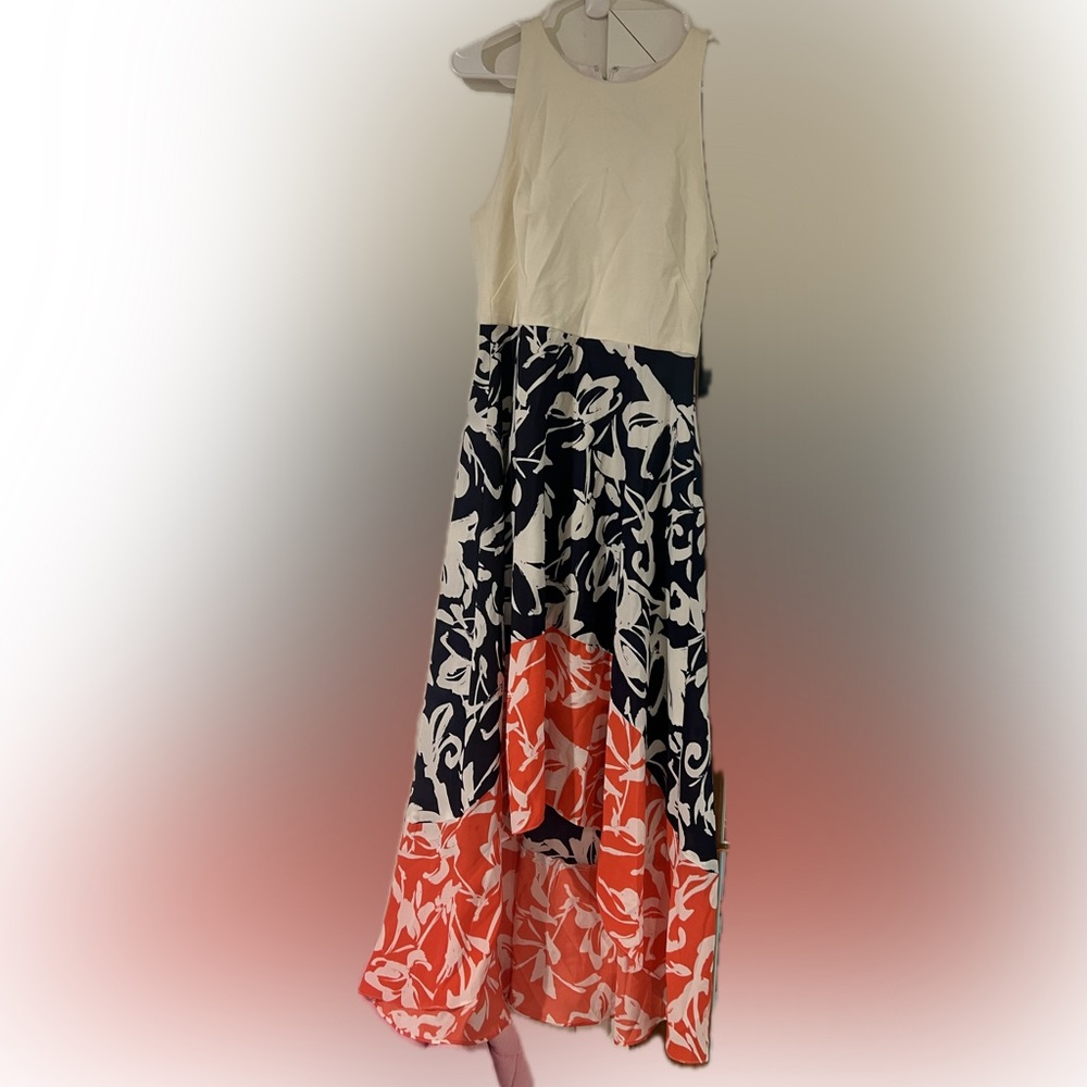 Vince Camuto White and Navy Floral Dress